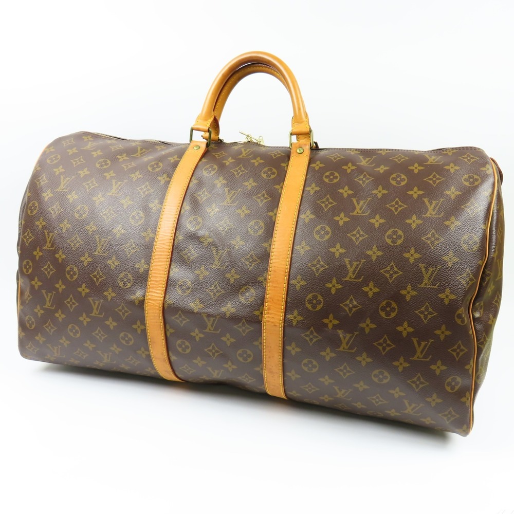 Louis Vuitton Brown Bag Monogram Keepall Travel Nume Leather